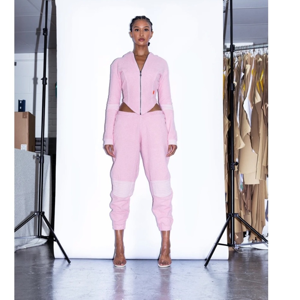 TONIK Vol.2 Slouch Panelled Joggers in Pink